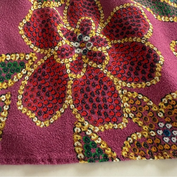Farm Rio-Floral-Maroon-Wrap Top-V Neck-Print-Tropical-Size M - Picture 5 of 16